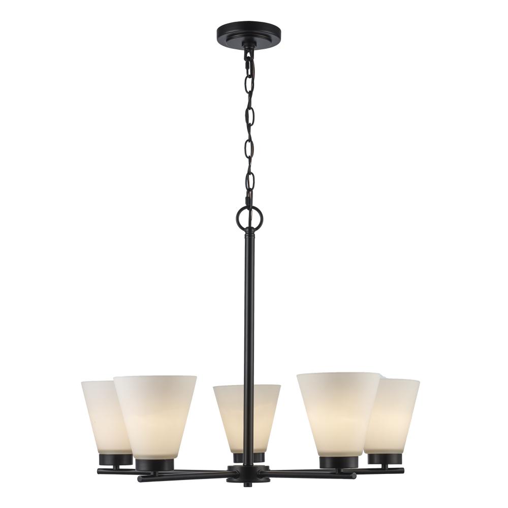 5LT CHANDELIER-FLARED GLASS-BK
